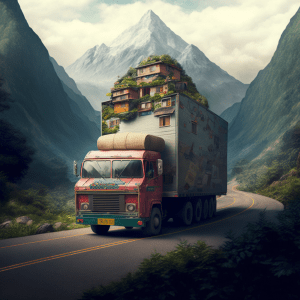 tysarac A truck carrying a familys household goods drives down d338333d cb74 423a 95ce 9701fe07dbc9 bursa evden eve nakliyat